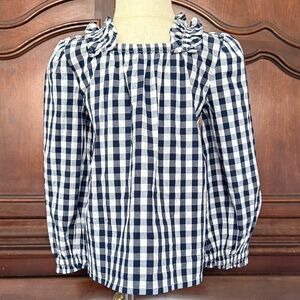 Girls CREWCUTS LS Top Bundle Size 4-5 Navy and Checkered NWT